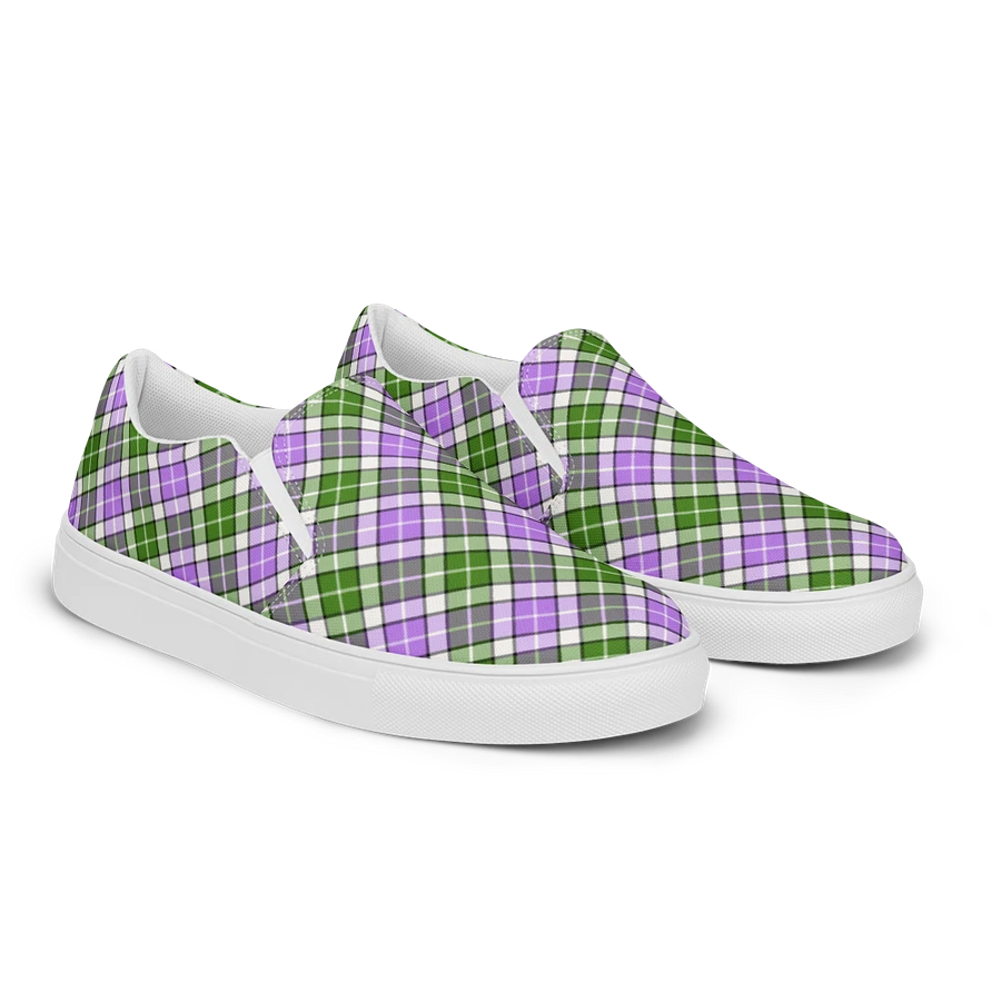 Lavender and Green Plaid Women's Slip-On Shoes product image (2)