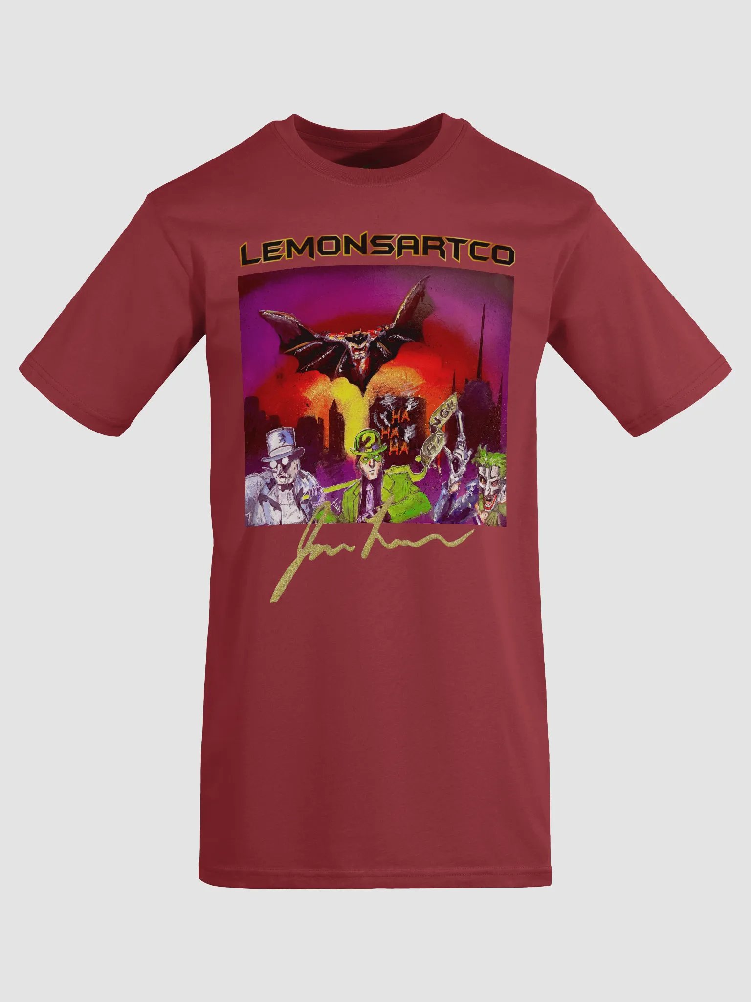 Batman vs Bad Guys Over City Comic Tee product image (5)