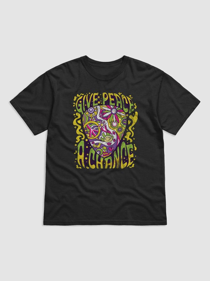 Give Peace a Chance | Trippy Hippie Guitar Pick with Hippie Symbols | Boho-Retro Style T-Shirt Design product image (2)