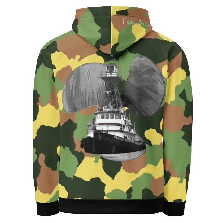 Camouflage & Green Three blade prop Tug CE Hoodie product image (1)