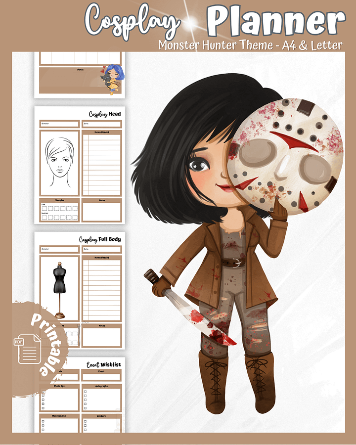 Monster Hunter Cosplay Planner – Brown Edition | 54-Page Printable PDF product image (1)