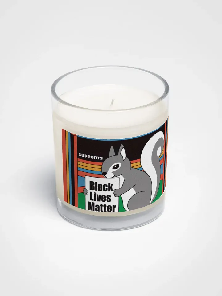 Slow Burning Candle: BLM Clean Lines, colorful background, pooky holding BLM sign product image (2)