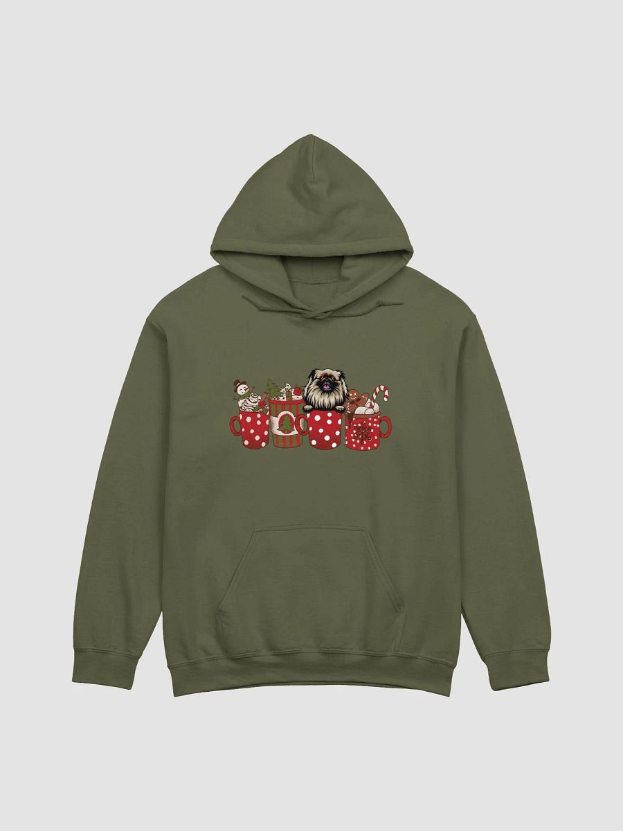 Cute Pekingese in a Christmas Cup Hooded Sweatshirt | Funny Christmas Pup in a Cup product image (14)
