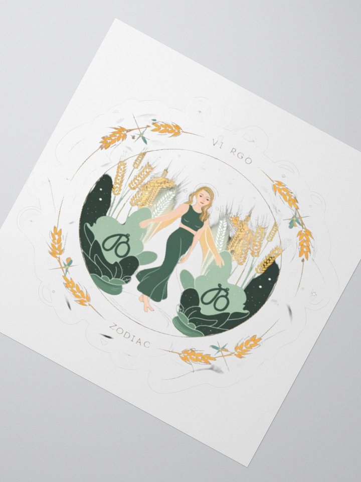 Virgo Zodiac Sticker - Maiden with Wheat & Floral - Vinyl product image (4)