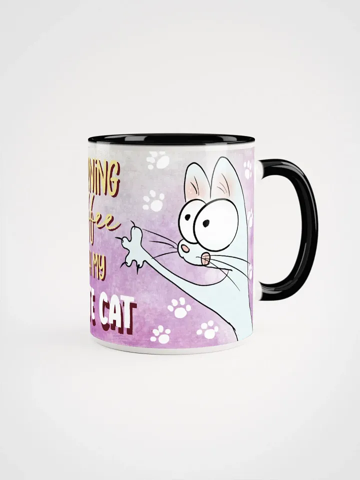 Morning Coffee With My White Cat Accent Mug product image (1)