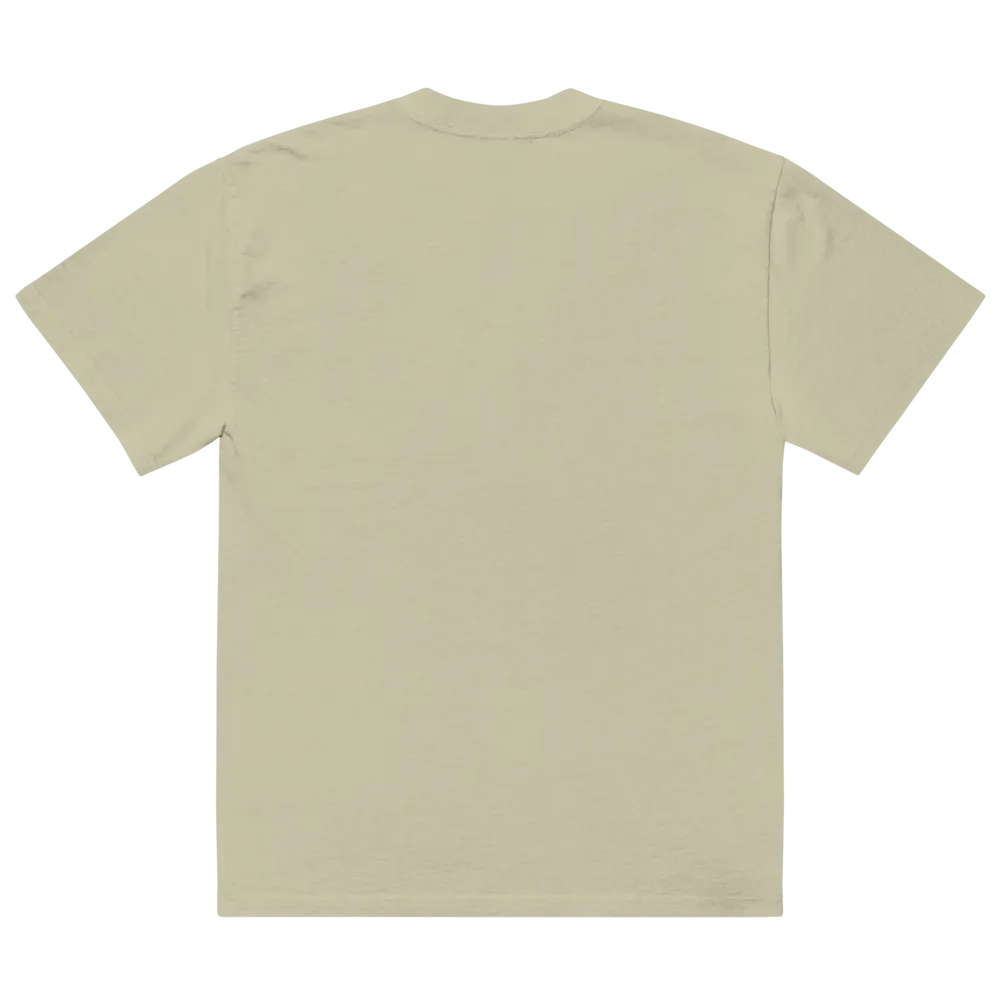 CURRENTLY IN BURNOUT (outline, green thread) oversized faded neutral tee product image (6)