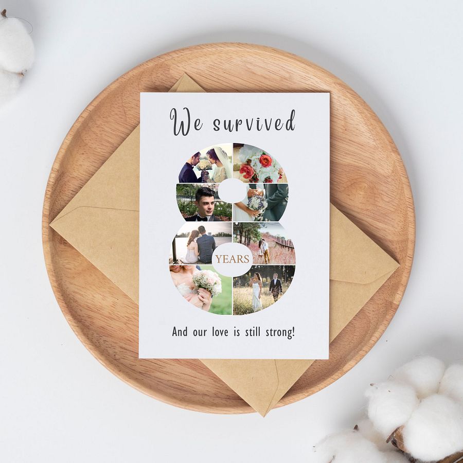 8 Year Anniversary Photo Card Editable Canva Template product image (4)