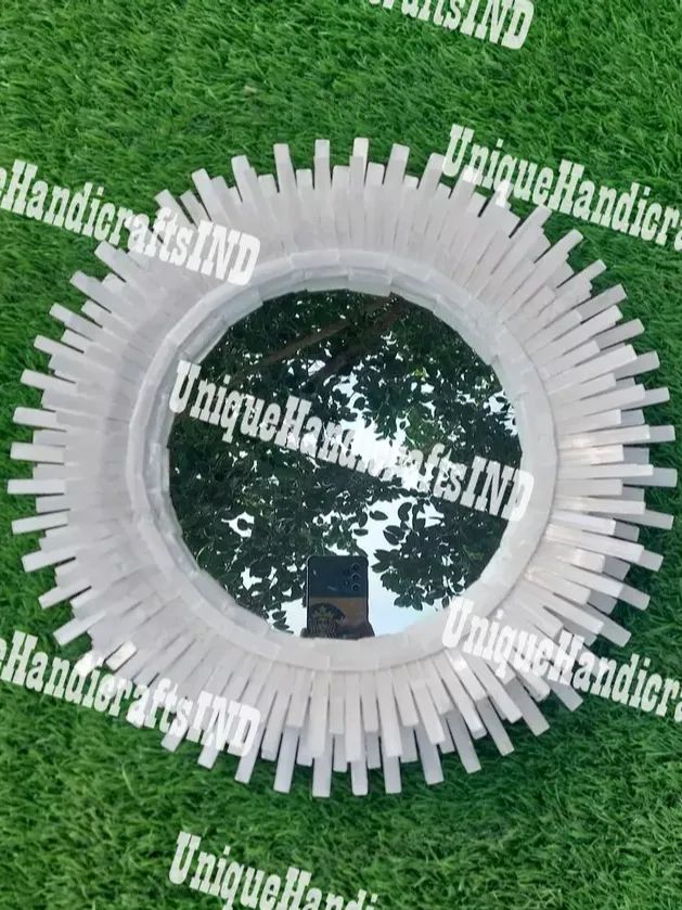 Round Selenite Mirror, Wall Hanging Mirror, Selenite Gemstone Crystal Mirror product image (2)
