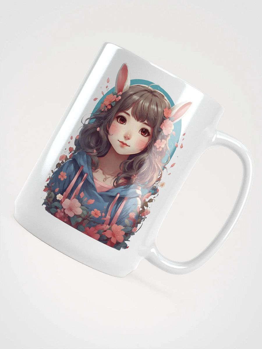 Kawaii Whimsical Floral Bunny Hoodie Mug product image (4)