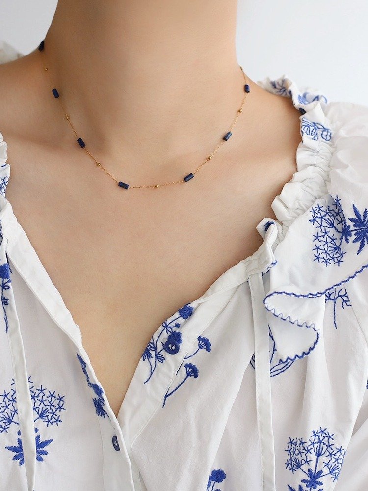 Pipe beads handmade Necklace | 18K Gold Plated. product image (7)