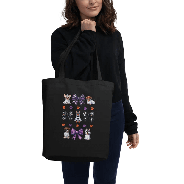 Cute Halloween Dog Ghosts and Bows Tote Bag Design2 product image (2)