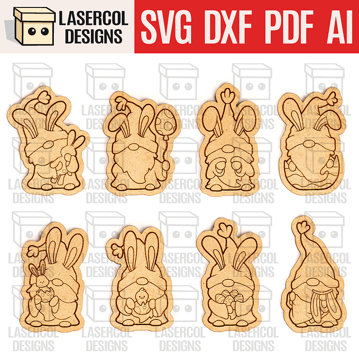 Easter Bunny Gnomes Set 2 - Laser Cut Files product image (1)