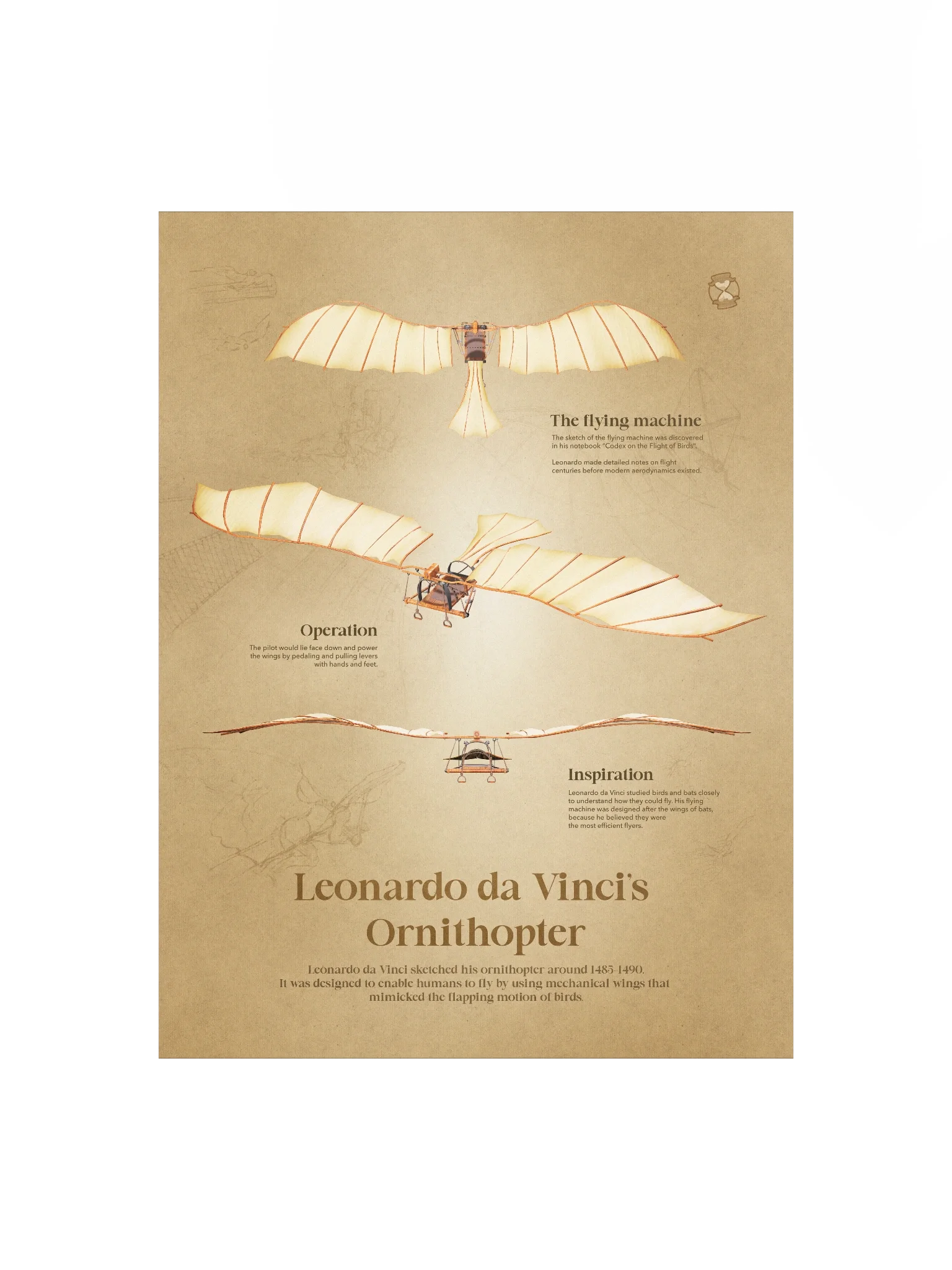 Leonardo da Vinci's Ornithopter (Unframed poster) product image (3)