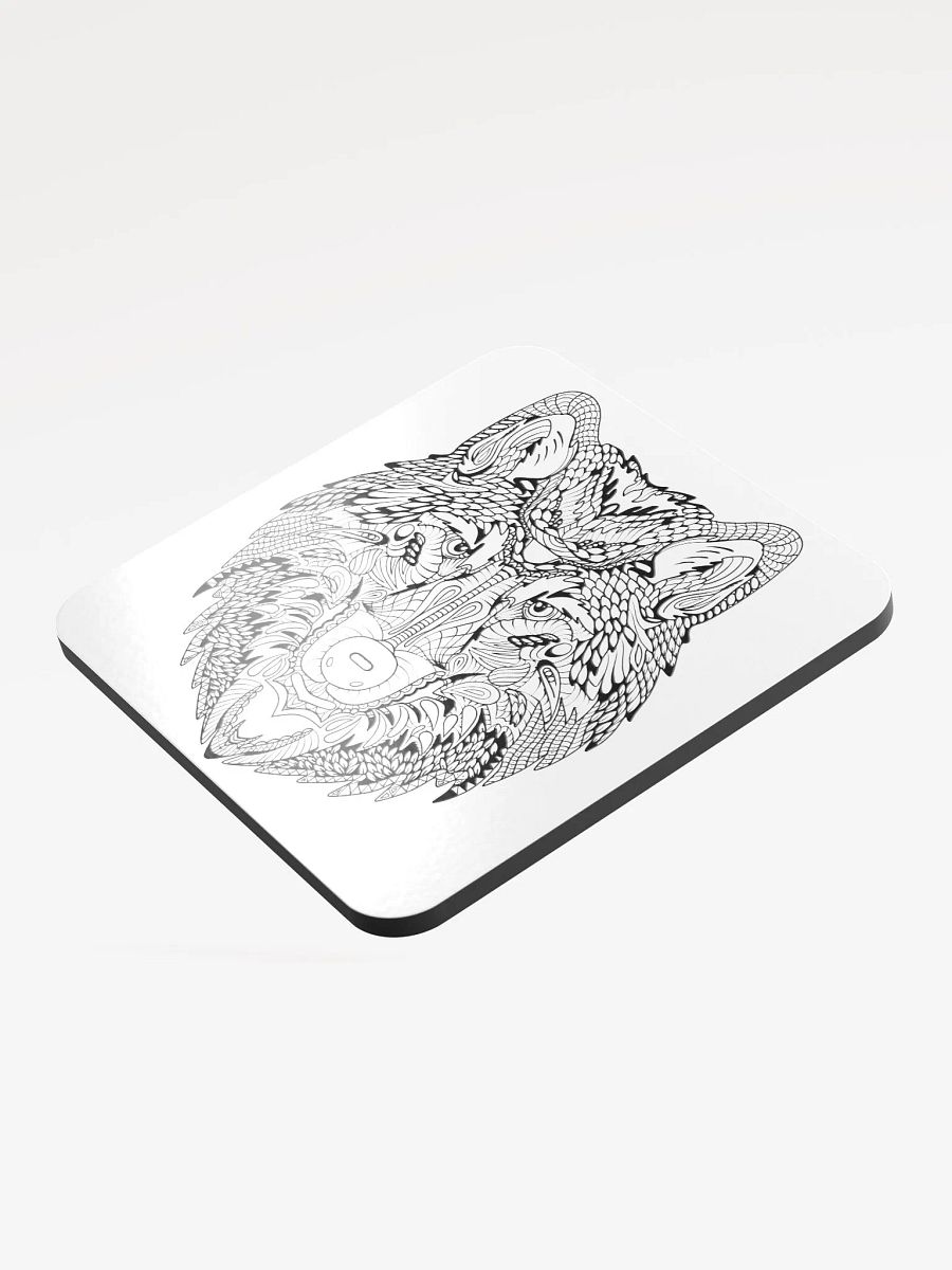 Ornate Wolf Etching Cork Coaster product image (3)