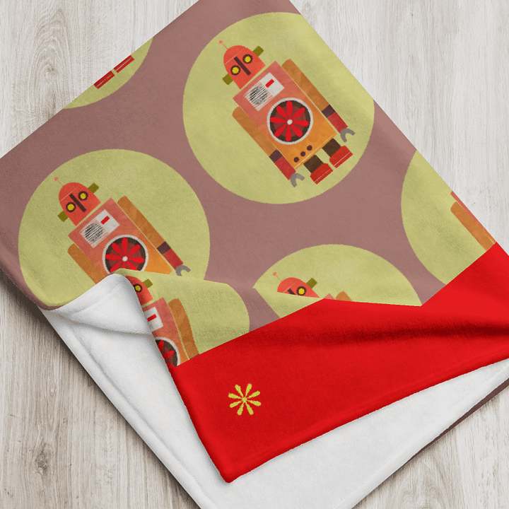 Atomic Robot Party - Blanket in Grey and Red product image (1)