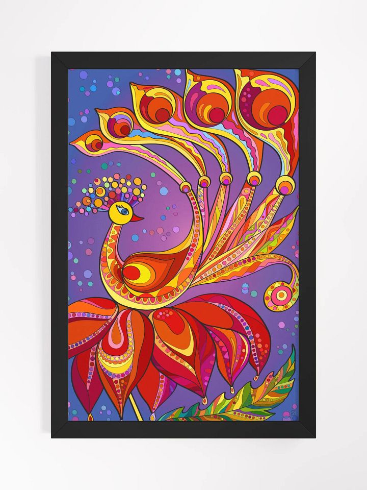 Vibrant Peacock Dreams Framed Poster - Happy Bird product image (6)