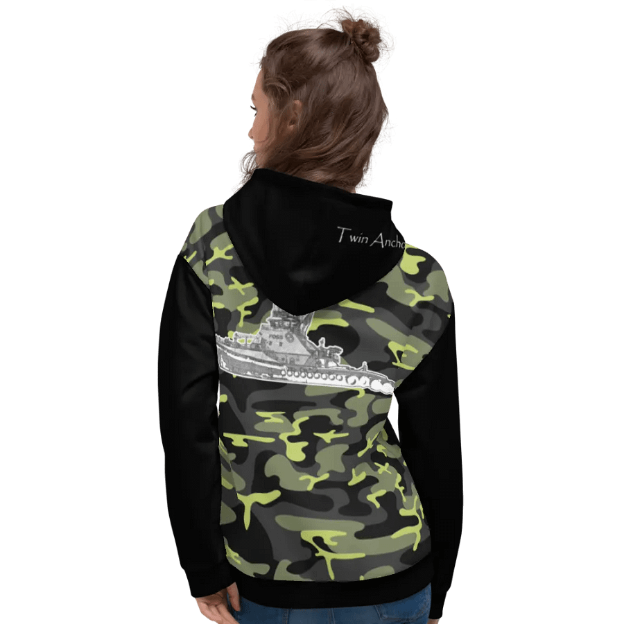 black & Green Camouflage Foss tug Sketch Hoodie product image (9)