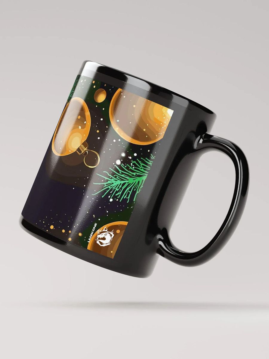 Golden Christmas Ornaments Black Glossy Mug product image (6)