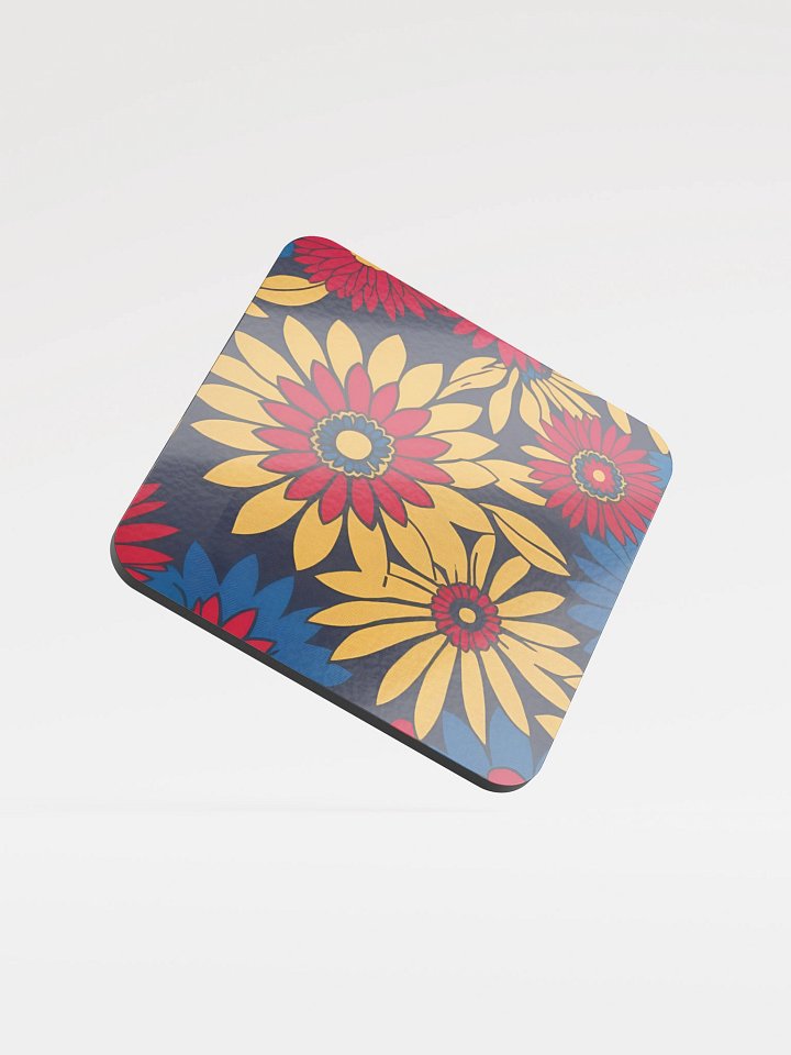 Vibrant Floral Glossed Cork Coaster product image (1)