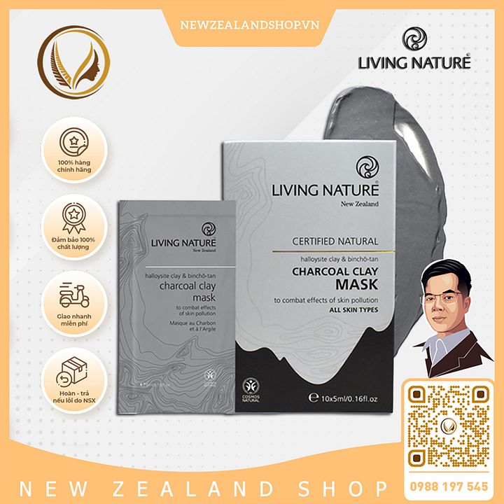 Mặt nạ đất sét than hoạt tính Living Nature Charcoal Clay Mask 10 gói product image (1)