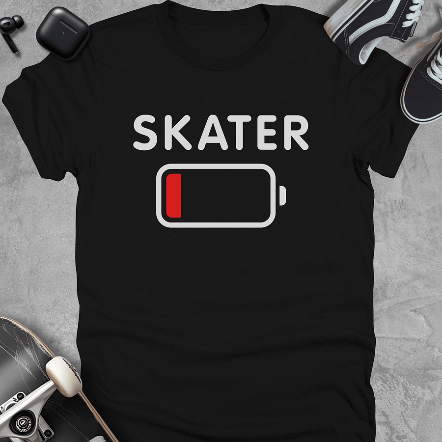 Skater low battery, Funny skateboarding t-shirt, Unisex product image (1)