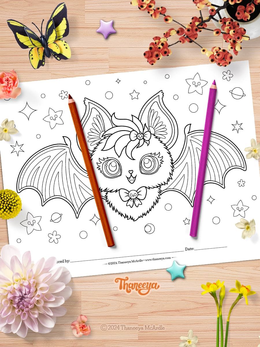 Cat-Bat - Single Coloring Page product image (1)