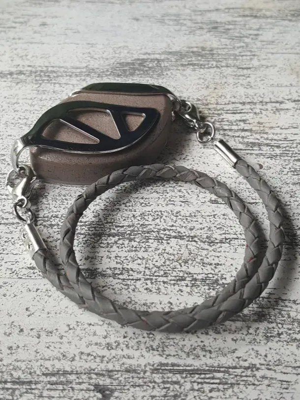Gray Leather Bolo Wrap Bracelet | Handmade Accessory for Bellabeat Leaf Urban & Ivy product image (2)