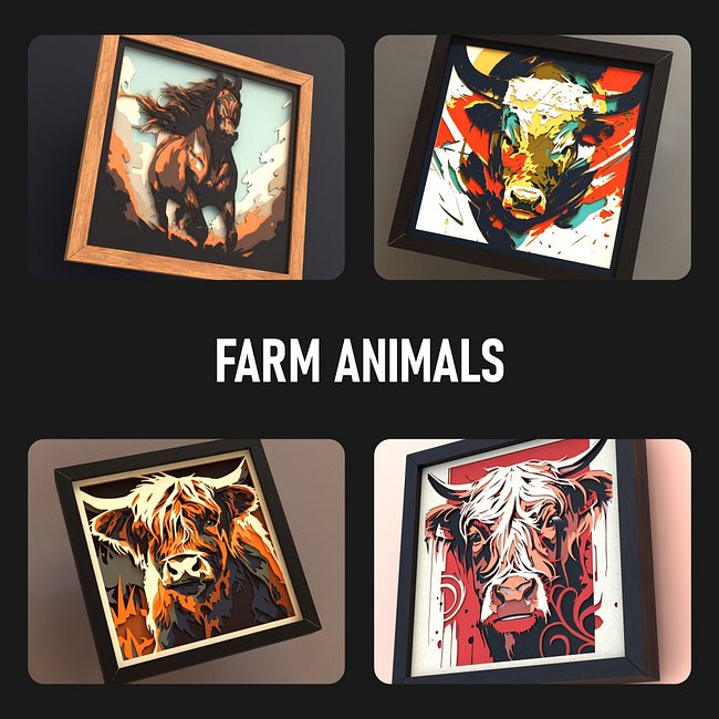 Farm Animals 3D layered svg