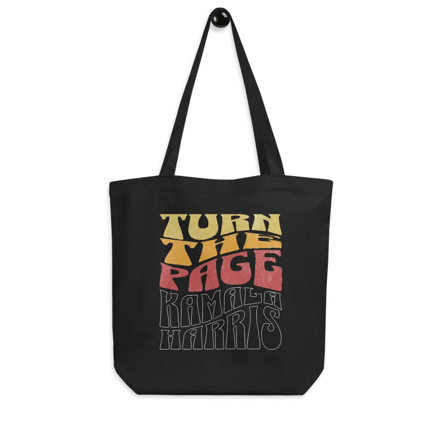 Turn The Page Kamala Harris Retro Groovy Design, Inspirational Message Tote Bag Vintage Style, product image (8)