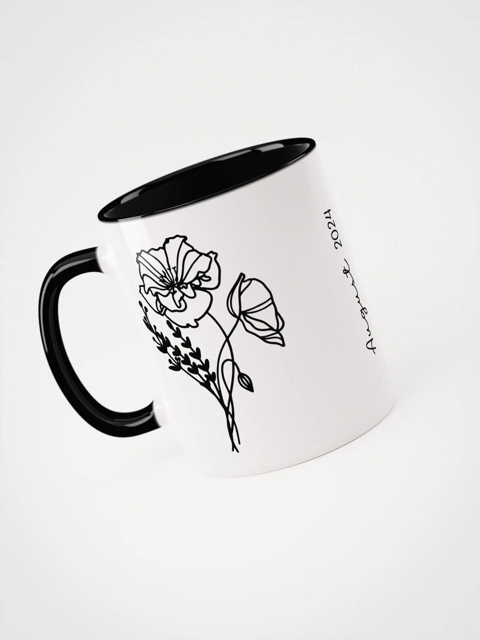 Two Tone Line Birth Flower Mug AUGUST – Personalized Gift product image (4)