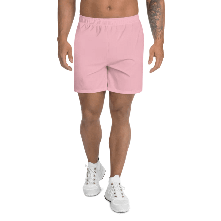 Plain Color Pink Athletic Long Shorts product image (1)