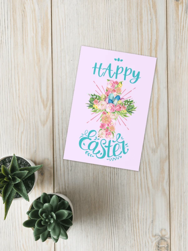 Happy Easter Floral Cross Greeting Card product image (5)