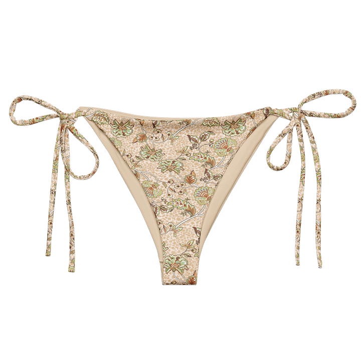 Recycled String Bikini Bottom "Elegant Neutral Beige Chintz" product image (2)