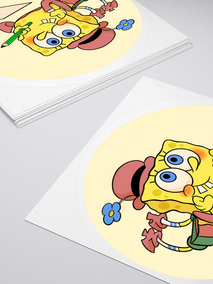 Cute Yellow Sponge Writing a Letter Sticker - Whimsical Cartoon product image (8)