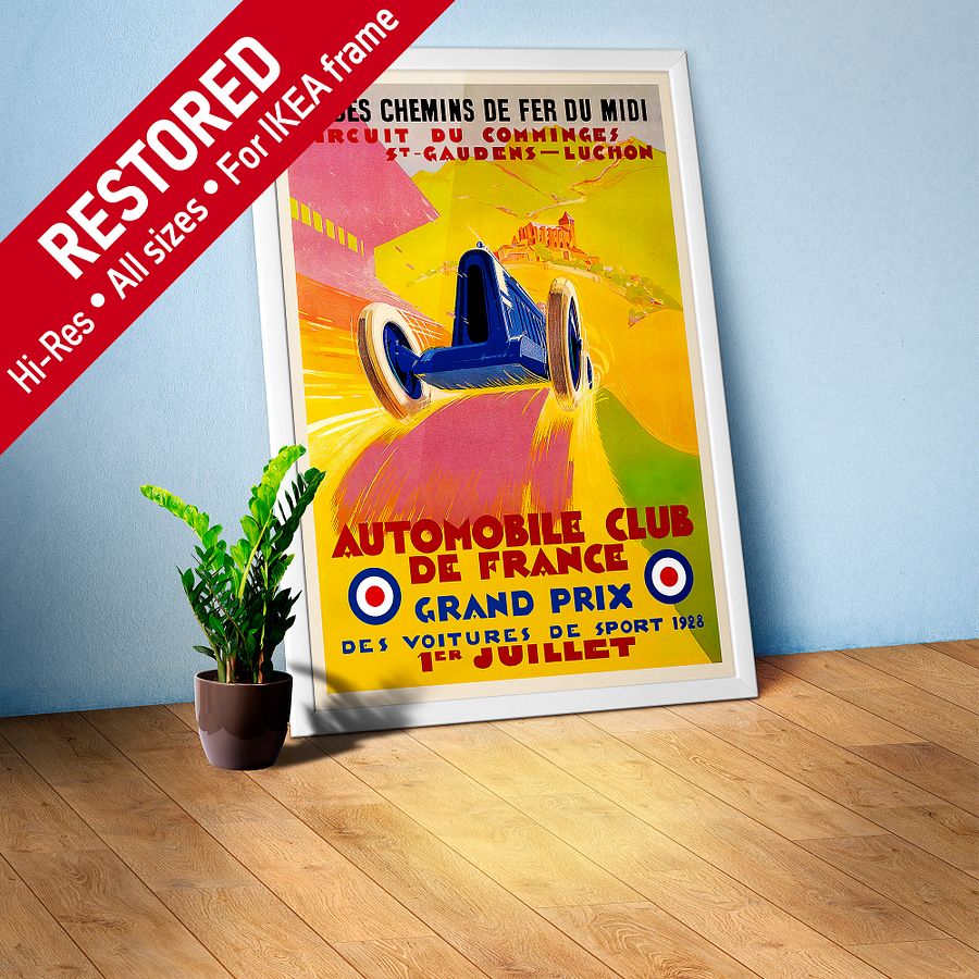 France Monaco Vintage F1 Grand Prix, 1928 poster — Vintage Formula 1 poster, Monaco Grand Prix poster, retro travel poster, retro travel art product image (1)
