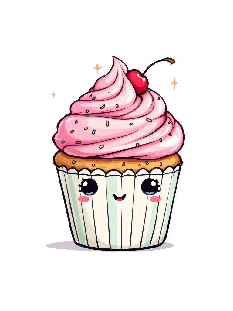 16 Elegant Kawaii Cupcake Clipart Designs, Cute Cupcake Illustrations, Kawaii Clipart, Frosting Clipart Resources product image (6)