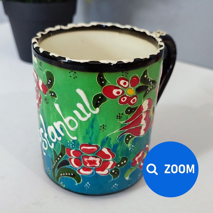 Ceramic handmade coffee mug (green), Turkish decor — handmade pottery, handmade ceramic, home decor, handmade gift, Turkish ceramic product image (2)