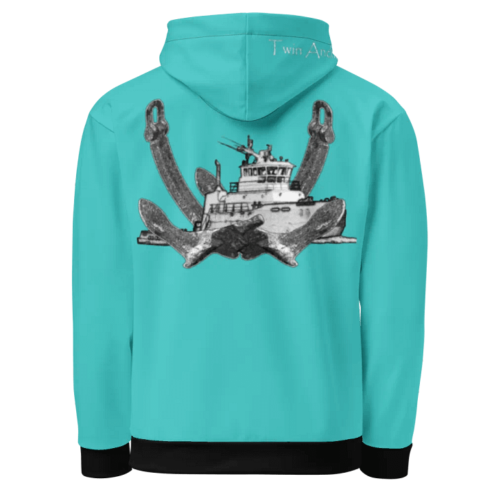 turquoise Twin Anchor Titan tug Hoodie product image (1)