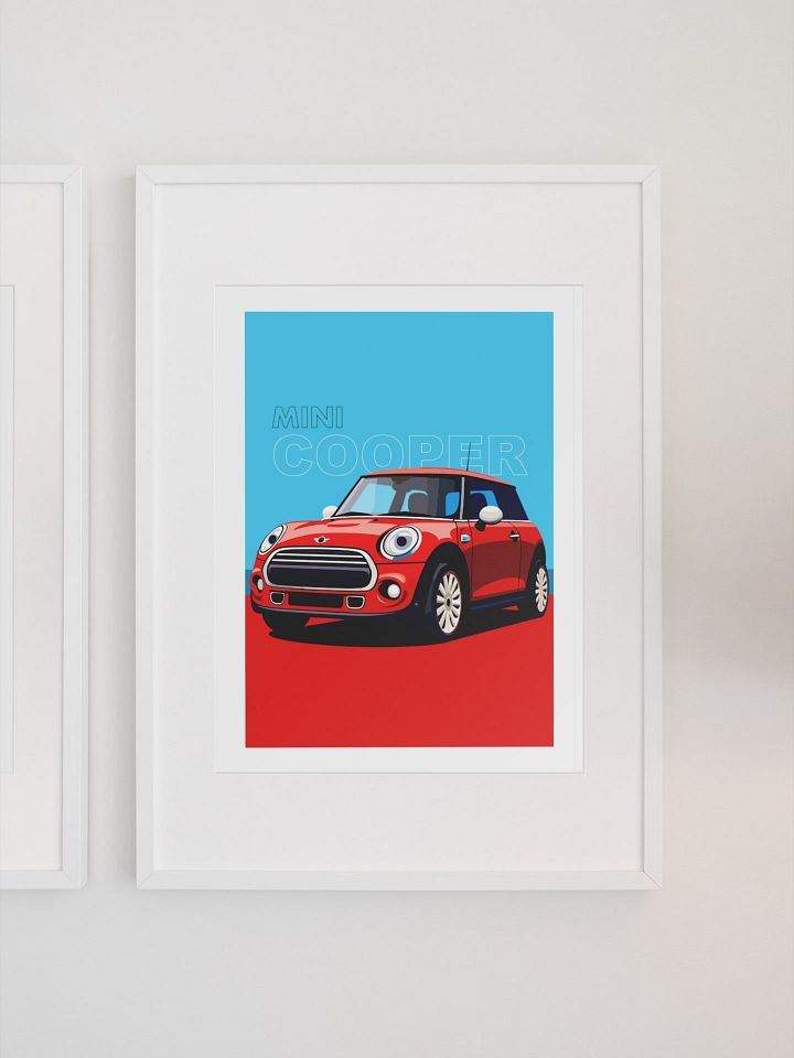 Iconic Mini Cooper Wall Art Print, Classic British Car Poster, Modern Vehicle Illustration, Auto Enthusiast Gift, Retro Car Collector Decor product image (1)
