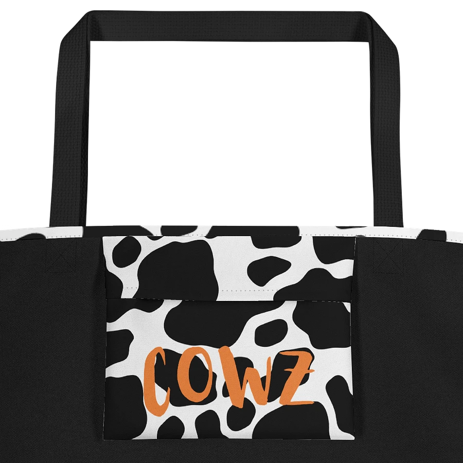 Cow Print Tote bag with Pocket - Black product image (2)