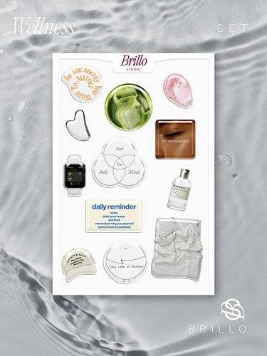 The Wellness 3D Sticker Set by Brillo Studio is a calm, cozy collection of aesthetic visuals and affirmations for the woman w...