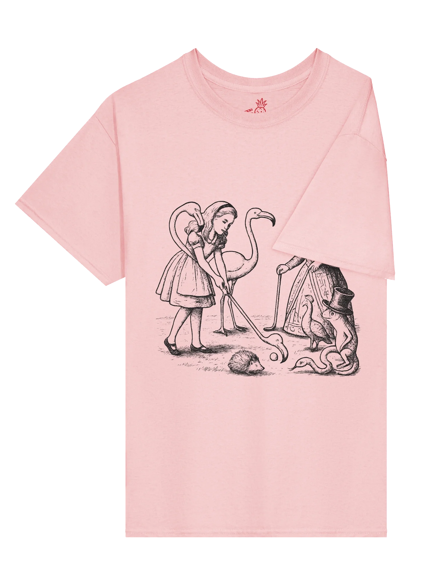 Wacky Flamingo Golf Club With the Queen of Hearts Alice in Wonderland Boxy Fit Unisex T-Shirt product image (51)