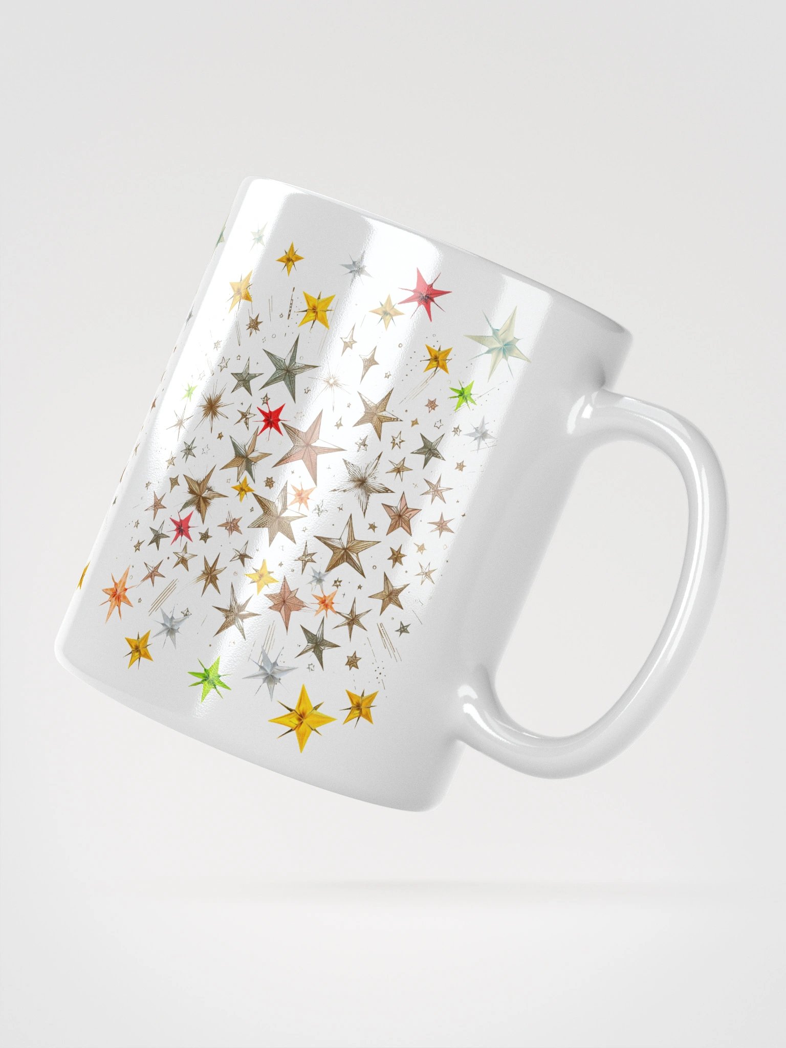 Stylish Star Design White Glossy Mug product image (4)