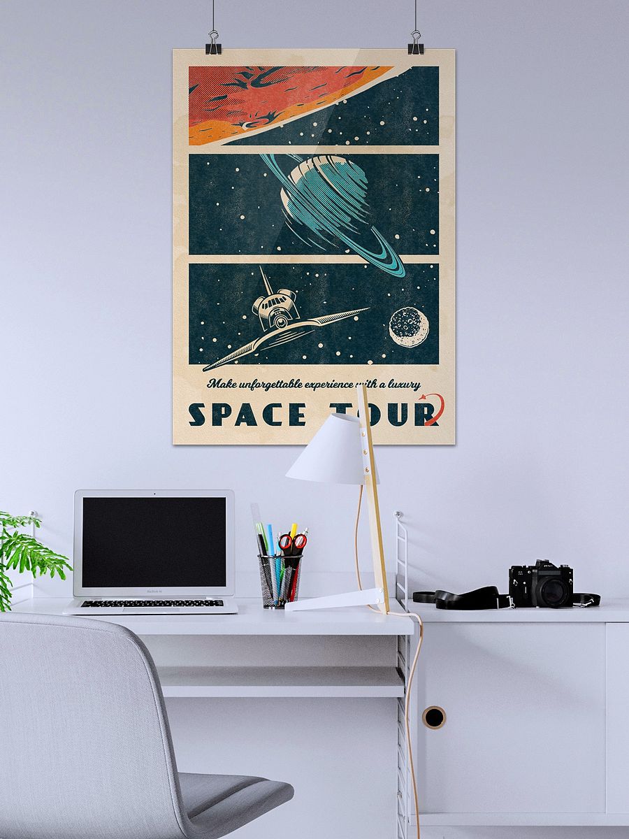 Space Tour — Vintage space poster, retro space art, propaganda poster, retrofuturism art, retro sci-fi print product image (2)
