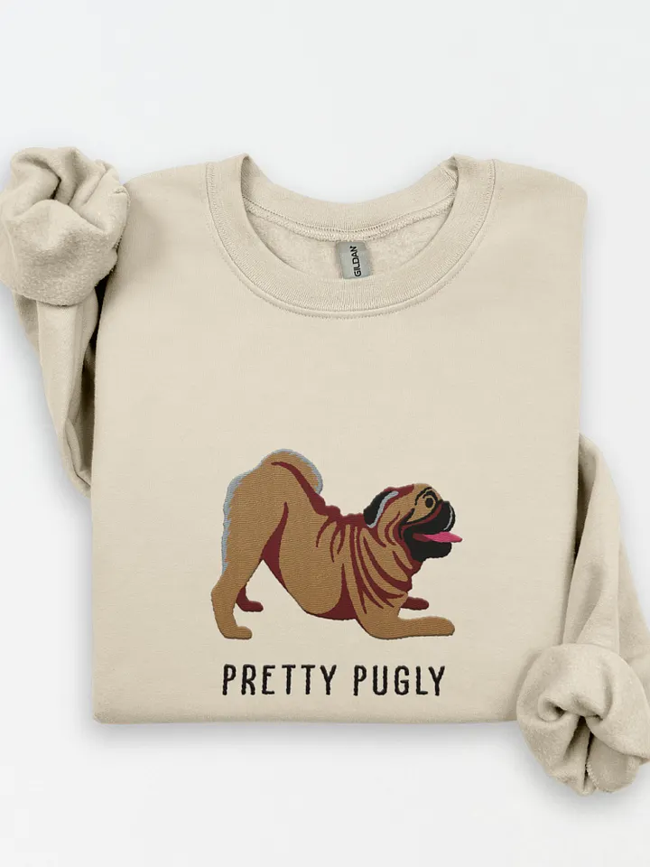 Pretty Pugly Sweatshirt (Embroidered) of a Pug product image (1)