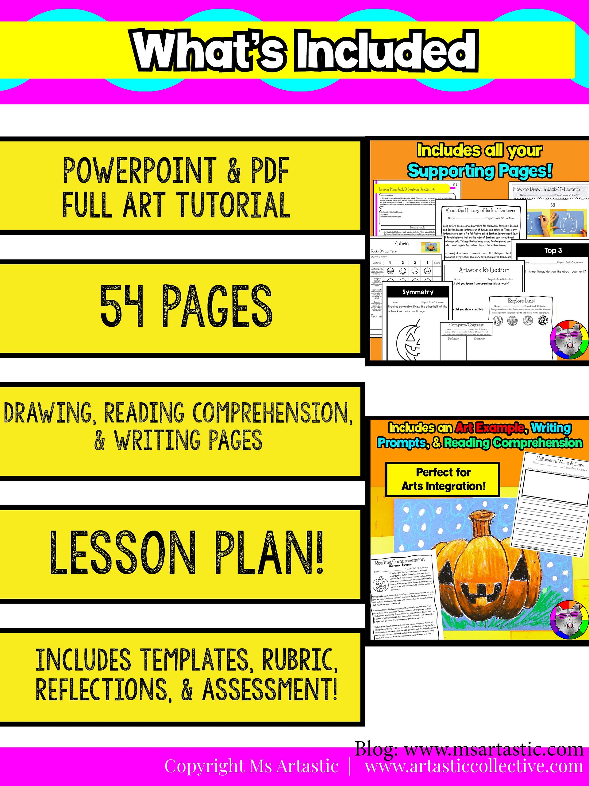 Halloween Jack-O’-Lantern Art Lesson with Reading, Writing & Step-by-Step Tutorial (Grades 1–4) product image (7)