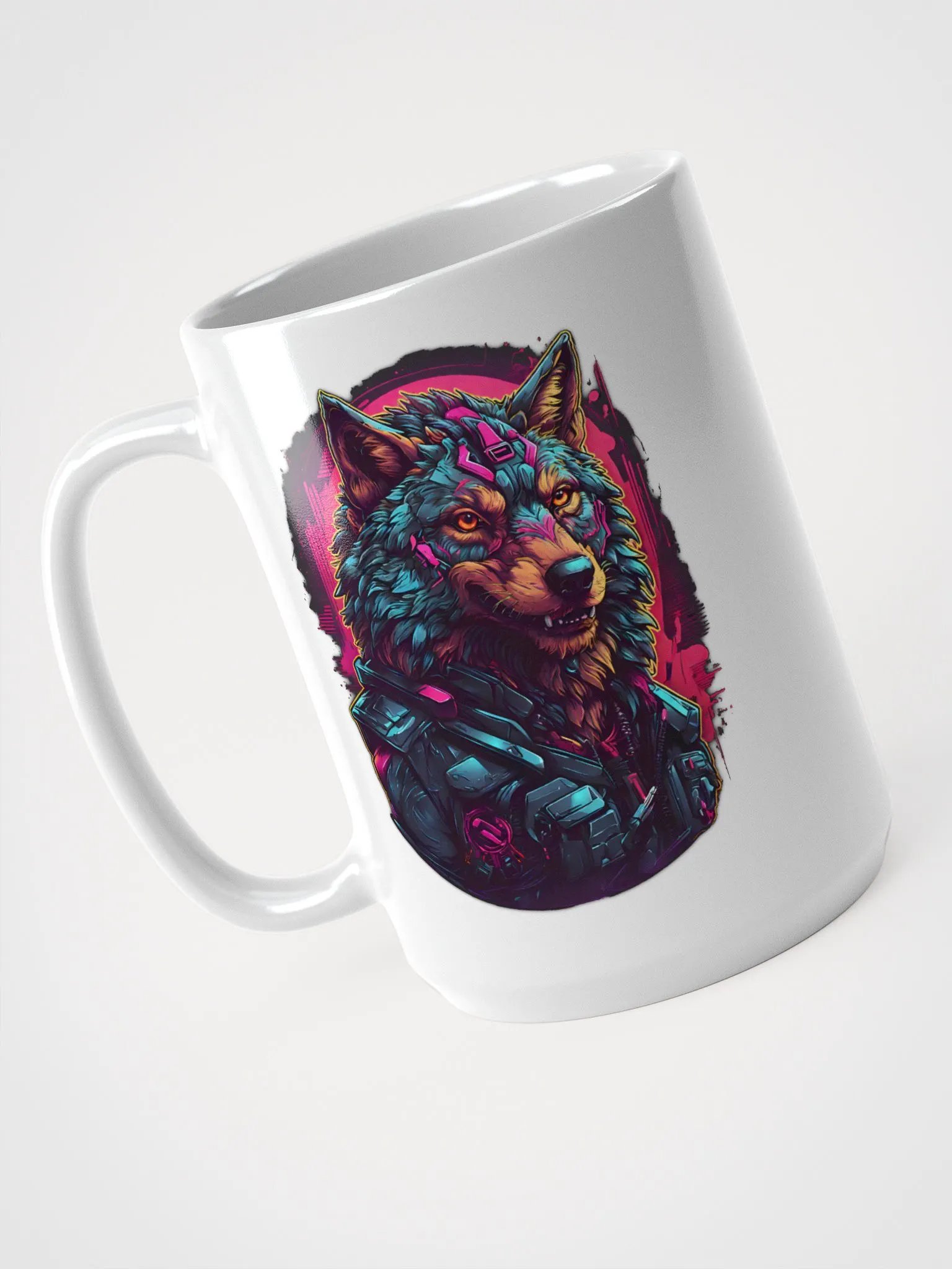 Neon Wolf Cyberpunk Mug product image (3)