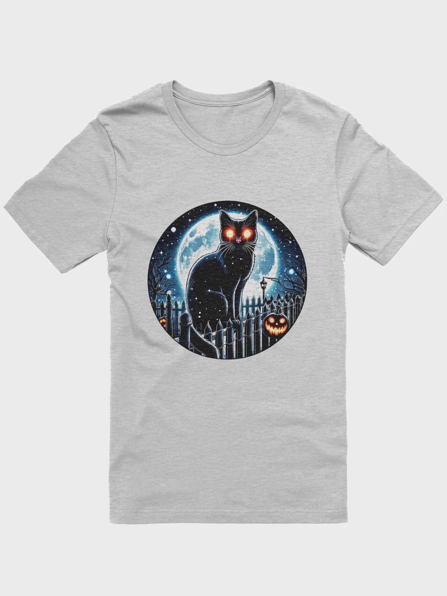 Glowing Eyes Black Cat Halloween T-Shirt product image (5)