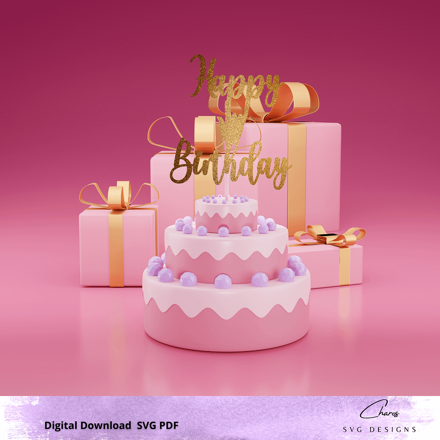 Happy Birthday I Love You in ASL Cake Topper SVG product image (3)