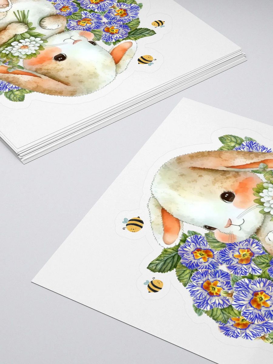 Garden Whispers: Bunny and the Primula Zebra Blues Vinyl Sticker - Durable, High-Quality, Bubble-Free Application product image (4)